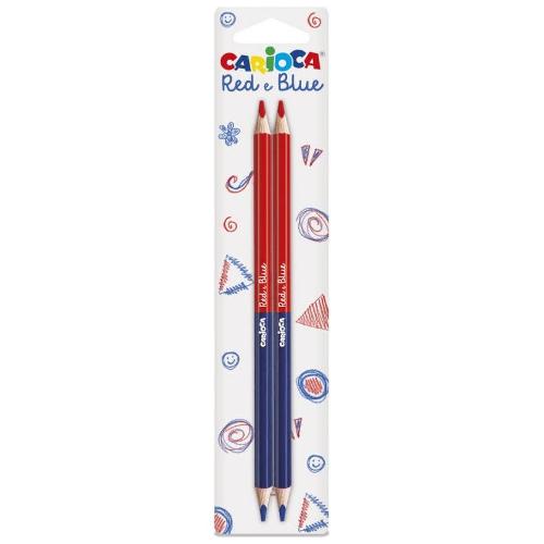 Carioca Set matite colorate speciali bi-colore sezione esagonale 2 pz Rosso e Blu 40140