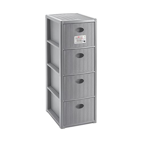 Stefanplast ELEGANCE Slim Cassettiera 4 Cassetti Grigio (30cm)