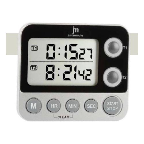 Lowell Timer cucina (9x3x8cm) JUSTAMINUTE Nero e Silver JT 5413NS