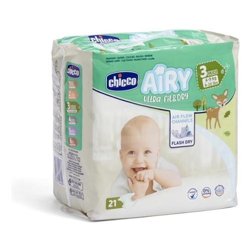 Chicco Pannolini Misura 3 Midi 4-9 kg 21 pz AIRY ULTRA FIT&DRY 11230