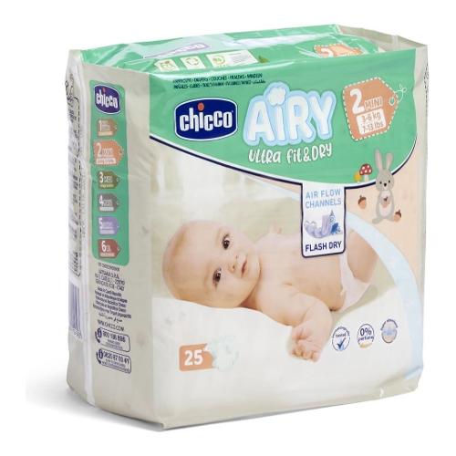 Chicco Pannolini Misura 2 Mini 3-6 kg 25 pz AIRY ULTRA FIT&DRY 11229