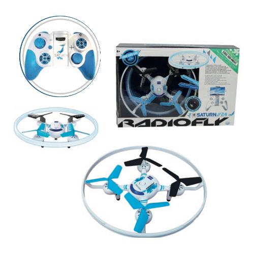 Ods Drone Saturn 4 con videocamera (24cm) RADIOFLY Bianco e Azzurro 40102