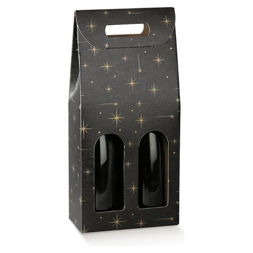 Scotton Scatola natalizia per 2 bottiglie COSTELLATION Nero (18x9x38,5 cm) 138914S
