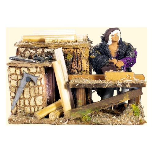 Rossi Rosa Falegname con movimento 8 cm presepe 84118