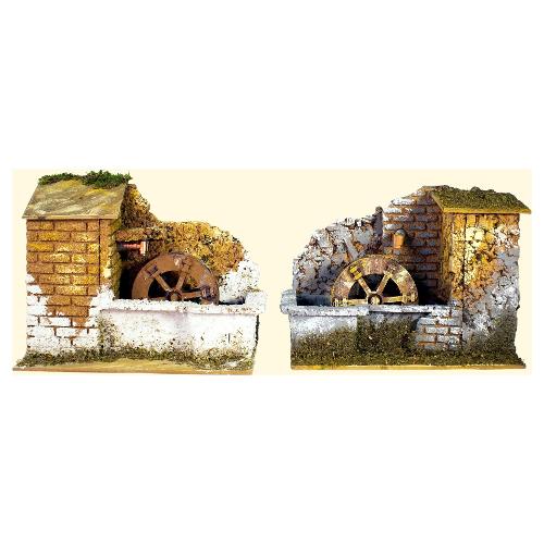 Rossi Rosa Mulino ad acqua 20x14x16 cm presepe Assortito 11325S