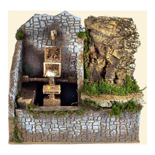 Rossi Rosa Mulino ad acqua 20x14x18 cm presepe 11635