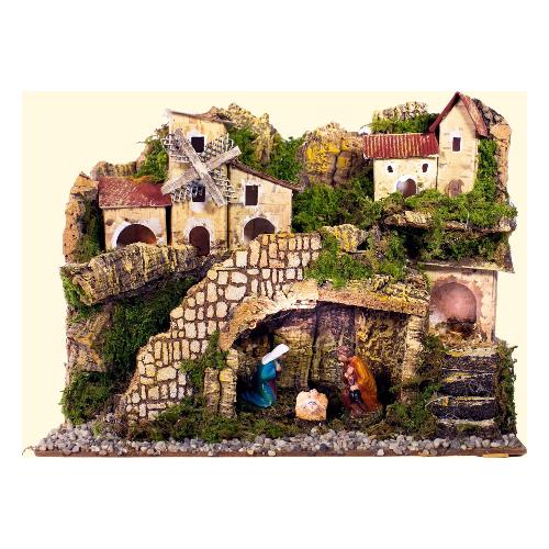 Rossi Rosa Natività con luci e paesaggio (28x15x20 cm) 82438