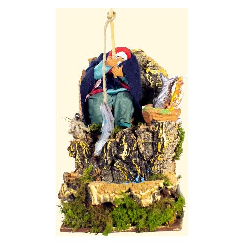 Rossi Rosa Pescatore con movimento 8 cm presepe 84119