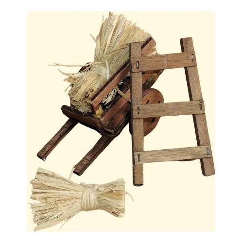 Rossi Rosa Carretto con paglia scala e fascina presepe 86528