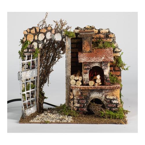 Rossi Rosa Forno effetto fiamma 20x14x18 cm presepe 11746