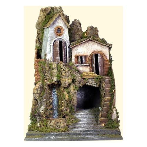 Rossi Rosa Natività con luci e cascata (45x52x70 cm) 11021