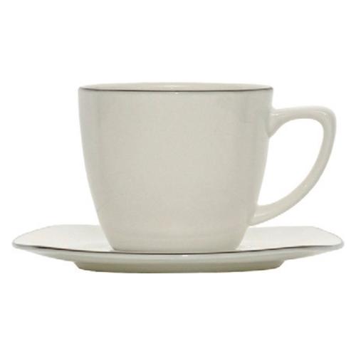 Set tazzine caffè 6pz IRIS Con Piattino Bianco filo cromo 100ml 54487