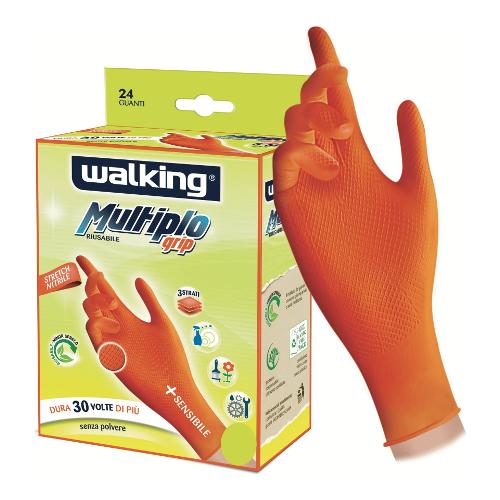 Walking Guanti monouso 24 pz MULTIPLO Grip Arancio taglia S/M 014101
