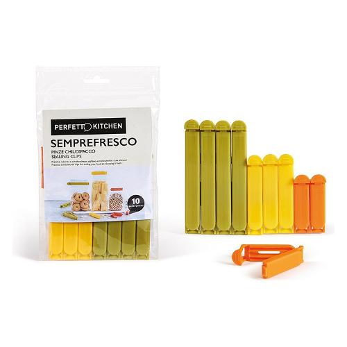 Perfetto Chiudi sacchetto 10 pz SEMPREFRESCO Pinza Colori assortiti 29010