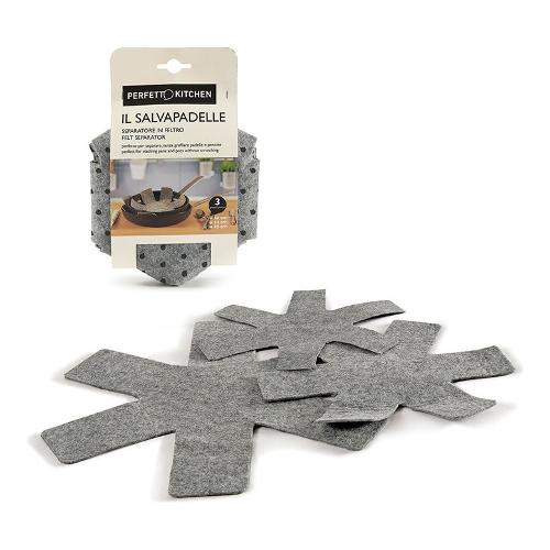 Perfetto Set salvapadella 3 pz 30, 34 e 38 cm Grigio 29014