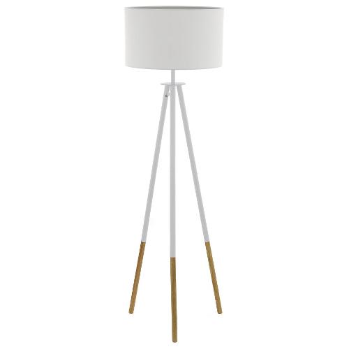 Eglo Lampada da terra BIDFORD Bianco e Marrone 49156 (70x154cm) 1 luce - E27 - Max 60W