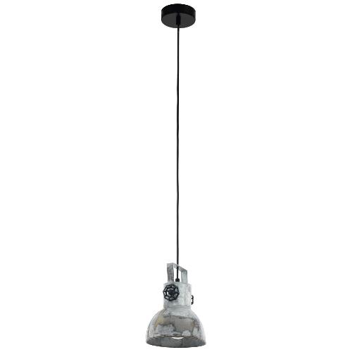 Eglo Sospensione BARNSTAPLE Nero e Zinco (17,5x110cm) 49619 1 luce - E27 - Max 40W