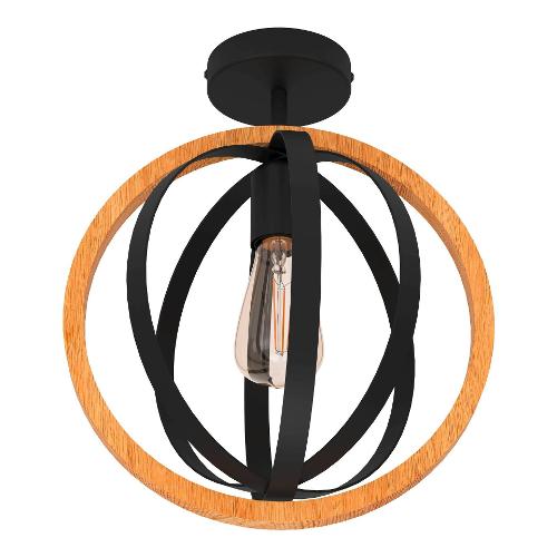 Eglo Plafoniera BASILDON Nero e Marrone (37,5x32cm) 43736 1 luce - E27 - Max 40W