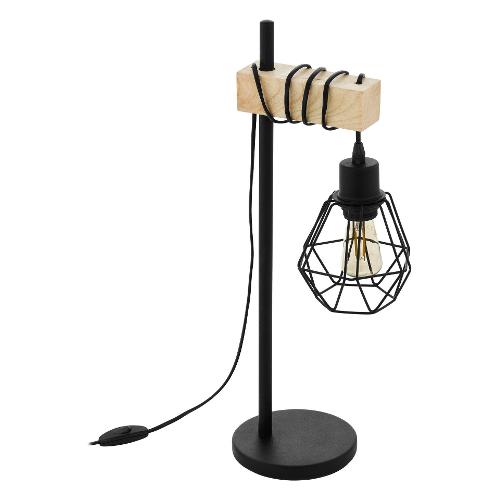 Eglo Lampada tavolo TOWNSHEND 5 Nero e Legno (15,5x22x50cm) 43136 1 luce - E27 - Max 60W