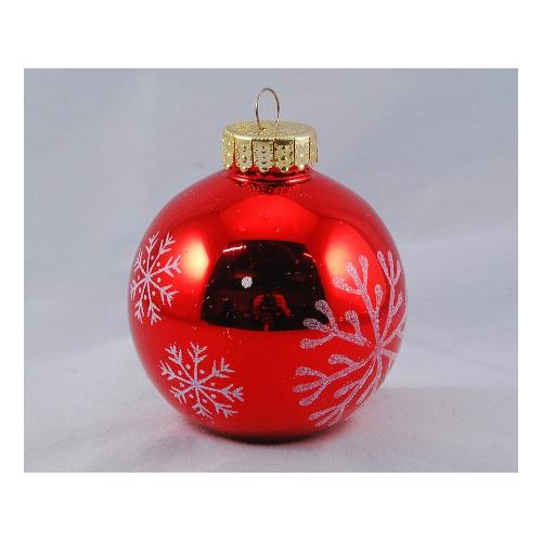 Santa Claus Pallina albero Natale (1pz-10cm) Plastica Sfera Fiocco Neve Rosso Assortito TE191983