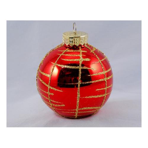 Santa Claus Pallina albero Natale (1pz-10cm) Plastica Sfera Quadranti Rosso Oro Assortito TE192201