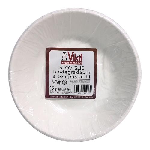 Virinnova Set piatti fondi monouso 15pz VIKIT Bianco 2400103