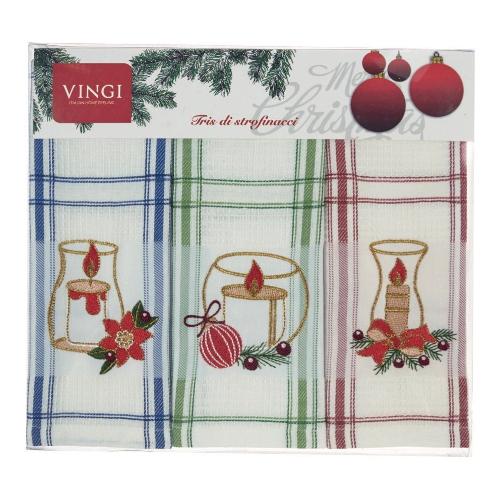 Vingi Set strofinacci Natale SIRIA Assortito P340 (70x45cm) 3 strofinacci