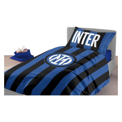 INTER Parure copripiumino Singolo Nero e Azzurro 6806 490 I002