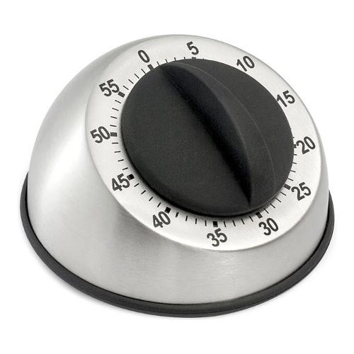 Timer cucina Meccanico 60 Minuti Acciaio satinato e Nero