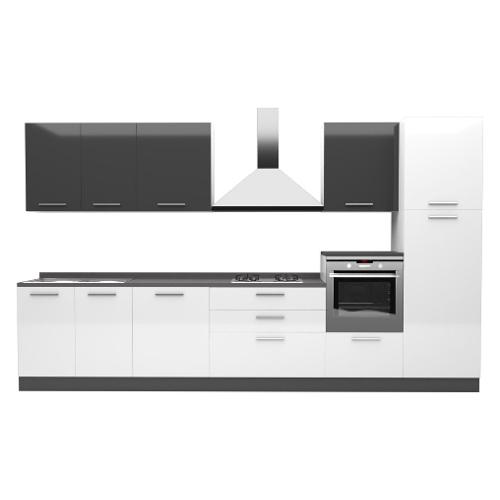Forma Cucine AMBRA Dx Cucina Bianco e Grigio peltro lucido (360cm)