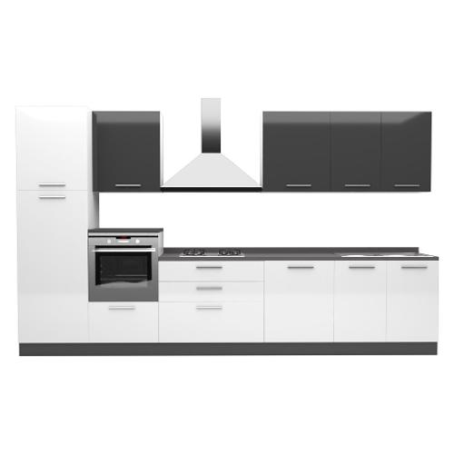 Forma 2000 AMBRA Sx Cucina Bianco e Grigio peltro lucido (360cm)