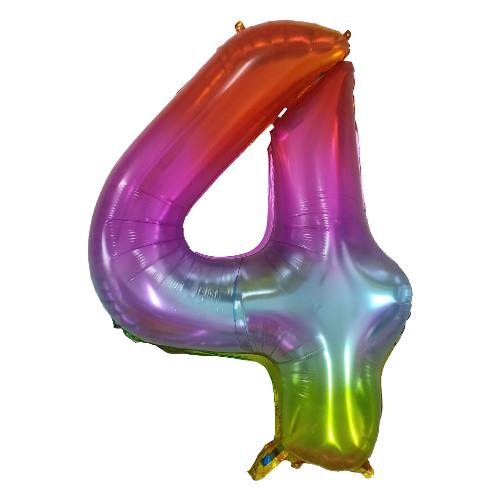 Palloncino party Numero 4 RAINBOW Multicolor h. 90cm 22934