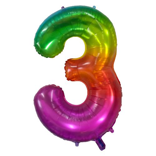 Palloncino party Numero 3 RAINBOW Multicolor h. 90cm 22933