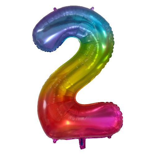 Palloncino party Numero 2 RAINBOW Multicolor h. 90cm 22932