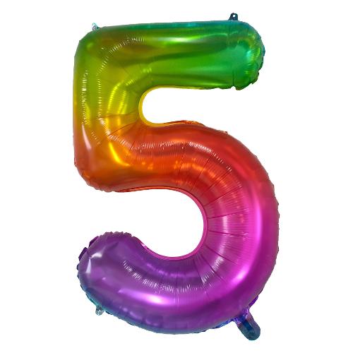 Ciao Palloncino party Numero 5 RAINBOW Multicolor (90 cm) 22935