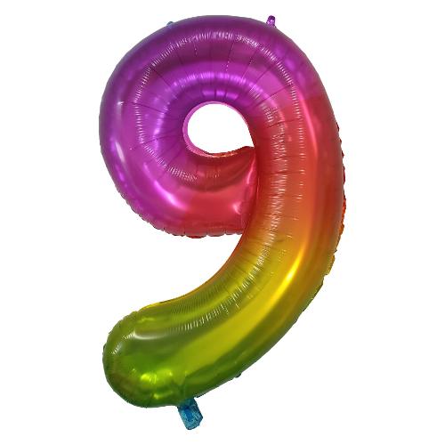 Ciao Palloncino party Numero 9 RAINBOW Multicolor (90 cm) 22939