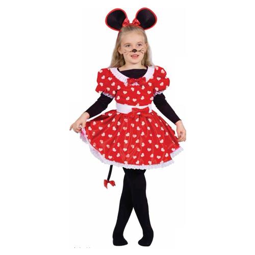 Costume di Carnevale Mouse Girl Vestito Pois TOPINA Colore Rosso