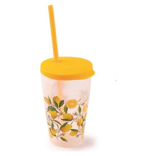 Snips Bicchiere con cannuccia (500ml) Limoni Giallo 000854