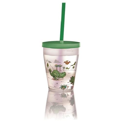 Snips Bicchiere con cannuccia (385ml) Dino Verde 000852
