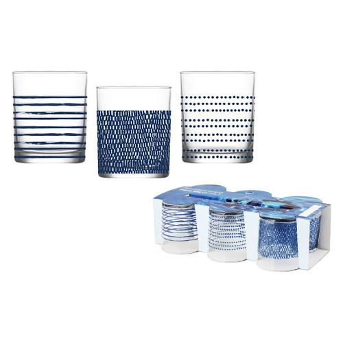 Set bicchieri Acqua 6pz PURE Trasparente e Blu 8,4 x 8,8 cm 345ml 704476
