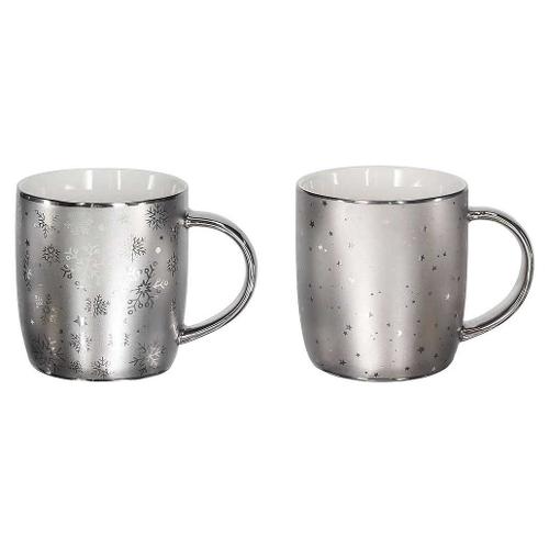 Tognana Tazza mug Porcellana (370ml) Bombato All Silver CHRISTMAS Assortito NT01487M107