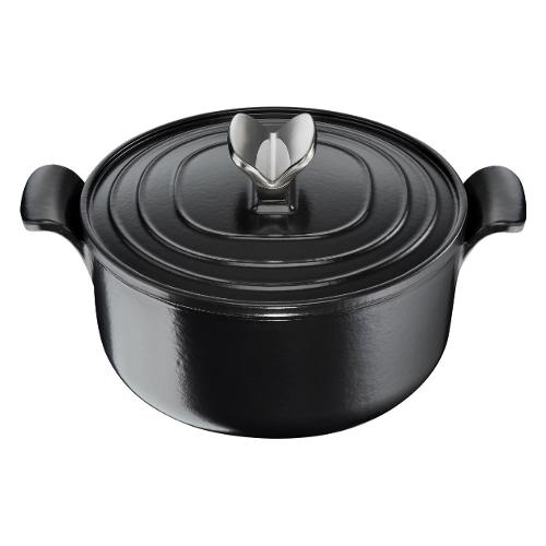 Lagostina Casseruola con coperchio ghisa (22cm) TRADIZIONE Grigio antracite 012072031222