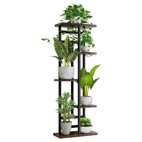 Oste FLOWER Scaffale arredo Nero e Noce (45x95hcm) Mobile KIT