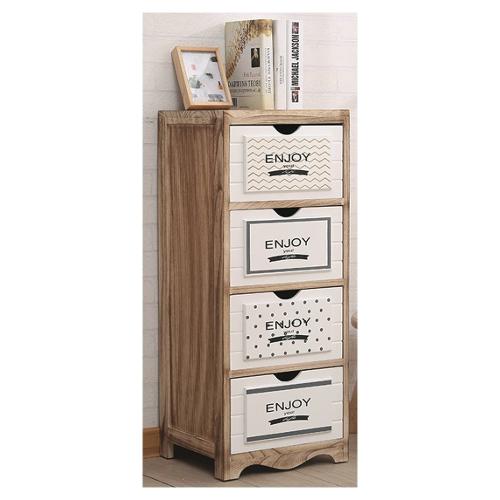 Oste DORIS Cassettiera 4 Cassetti Legno naturale e Bianco (25cm)