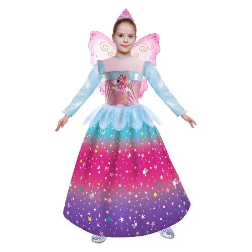 Barbie Principessa Costume Carnevale Travestimento Bambina Taglia 5-7 Anni  rosa