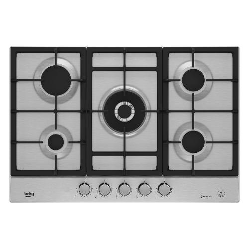 Beko Piano cottura gas 5 zone FLAMEADJUST Hiaw 75226 Sxe PractiClean Inox (75cm)