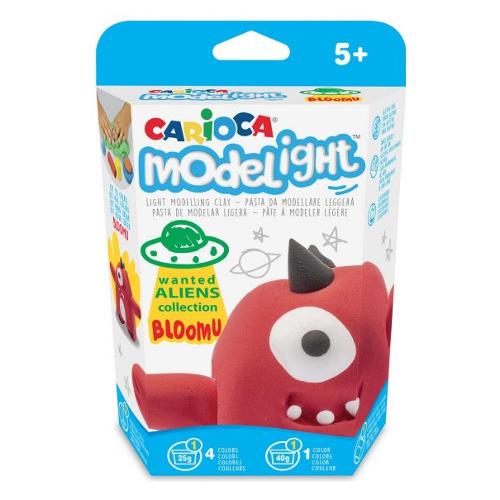 Carioca Pasta modellabile Alien Bloomu Vasetto 40gr e 25gr con accessori MODELIGHT 43140
