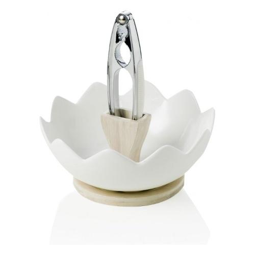 Brandani Porta noci (20cm) con schiaccianoci Bianco 54605