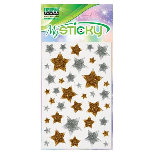 Lebez Decoro Stelle adesive a rilievo Oro e Argento 80549