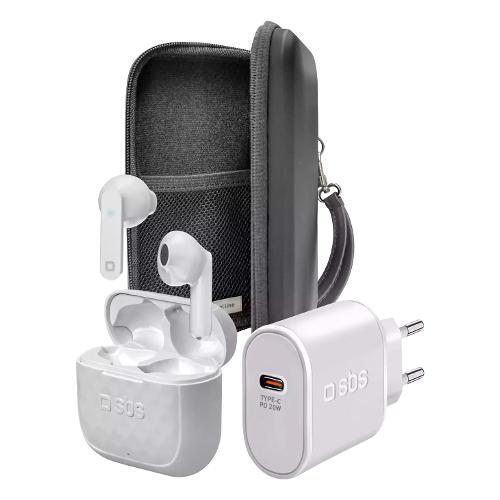 Sbs Auricolari microfono bluetooth AUDIO & CHARGE KIT 3In1 Tws White e Black TEORGKITAUDMK